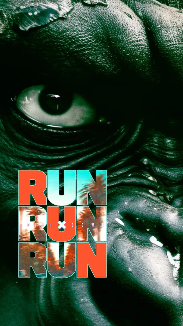 Slider Gorilla Kopf mit Run Run Run Slogan