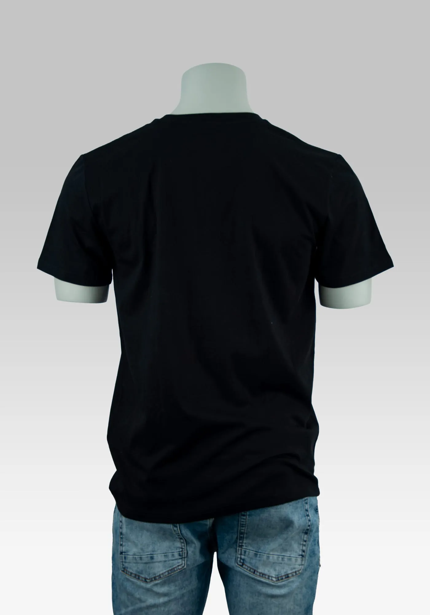 schwarzes Herren Retro VHS T-Shirt Rückenansicht