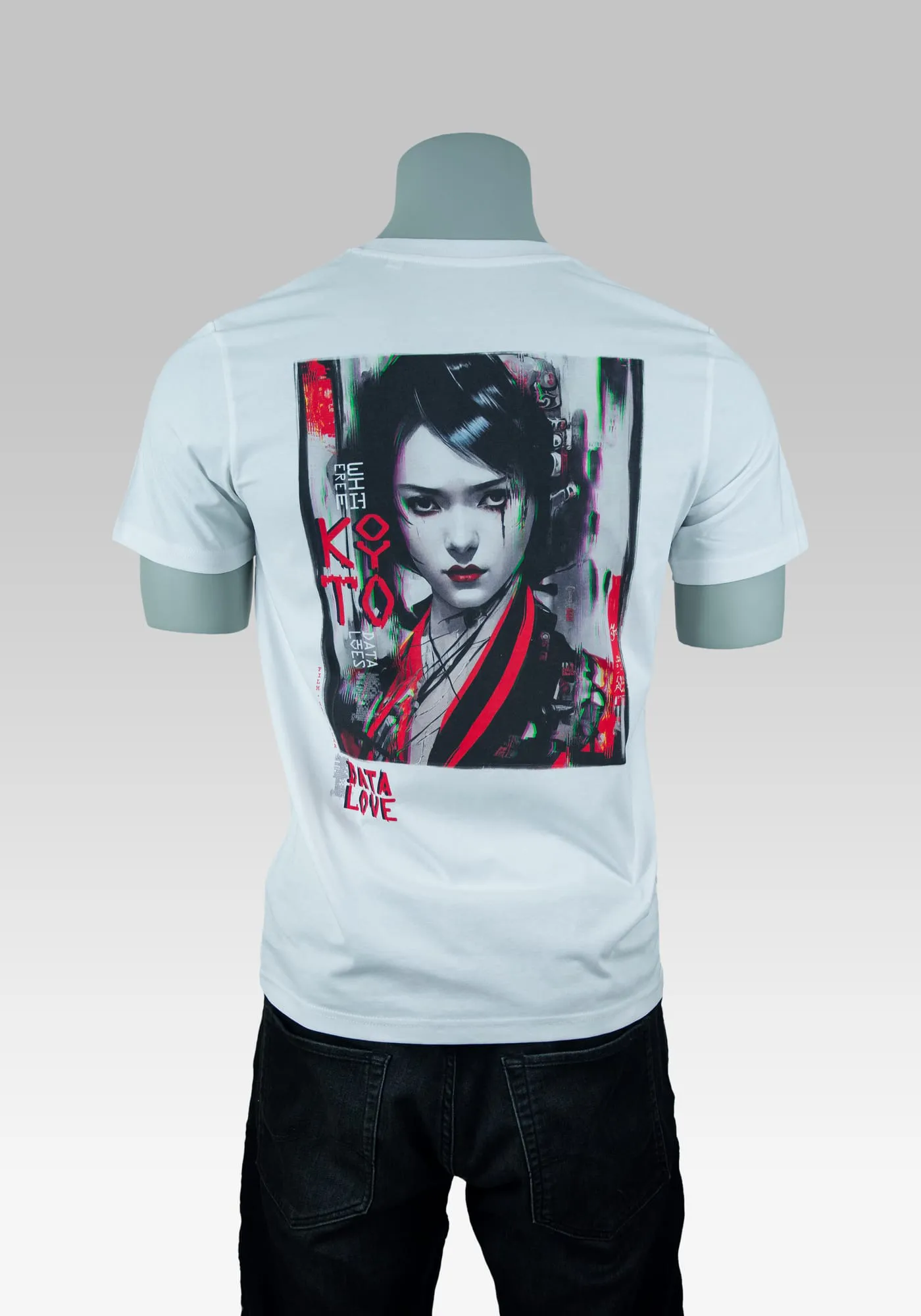 T-Shirt mit Geisha Cyberpunk Rückenprint Hollowpuppe