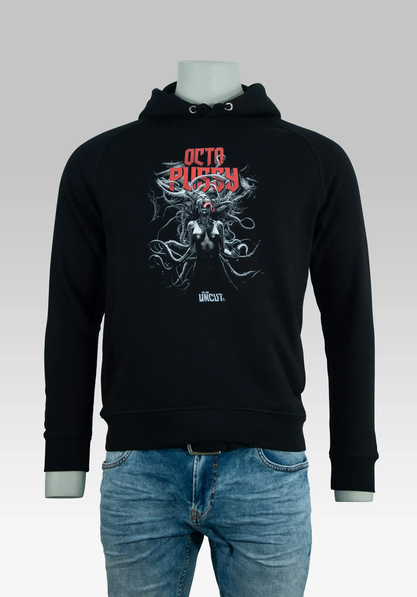 Hoodie Octopussy auf Hollowpuppe in farbe Schwarz frontal
