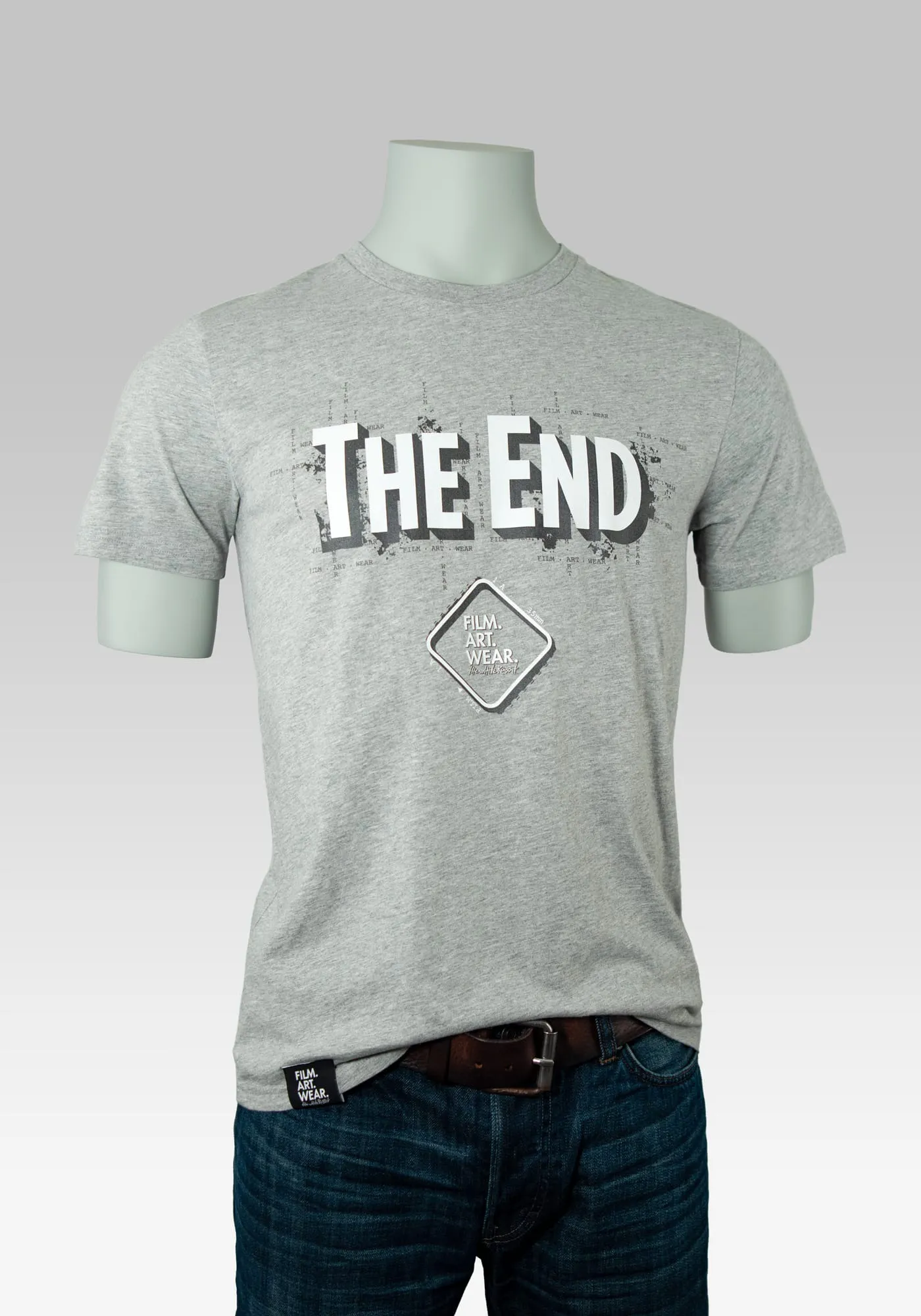The End Filmliebhaber T-Shirt mit Typografie Print auf der Brust
