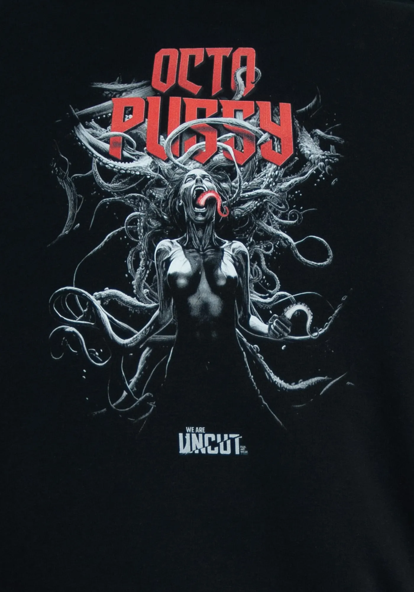 Closeup vom Octopussy hoodie frontprint
