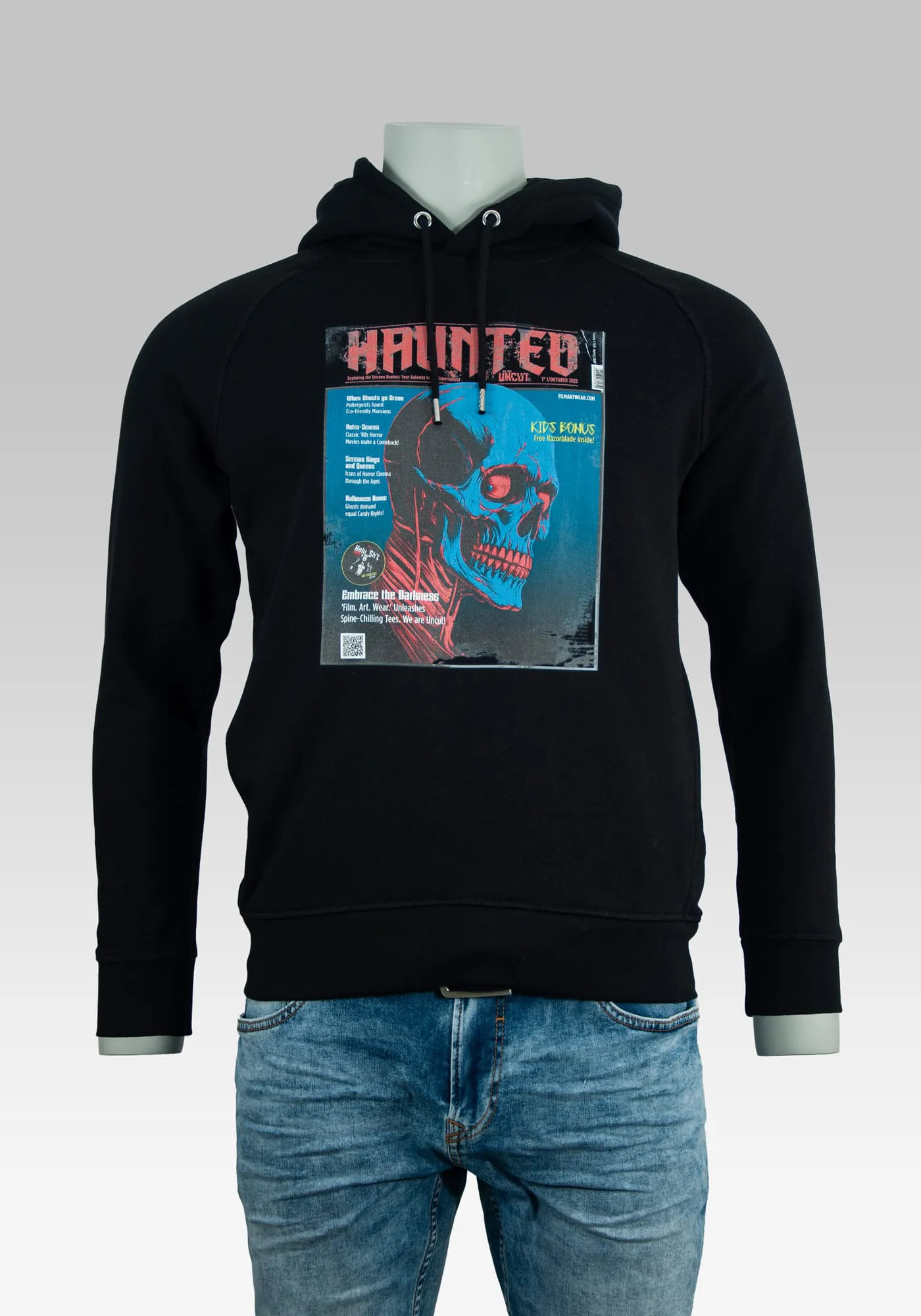 Streetwear-Hoodie Haunted auf der Hollowpuppe in Farbe schwarz von vorne